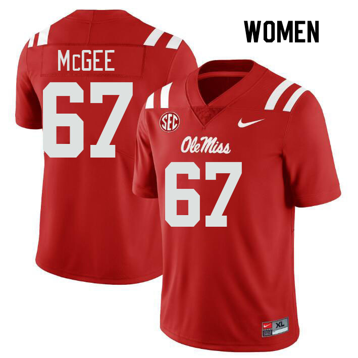 Women #67 Quincy McGee Ole Miss Rebels College Football Jerseys Stitched Sale-Red